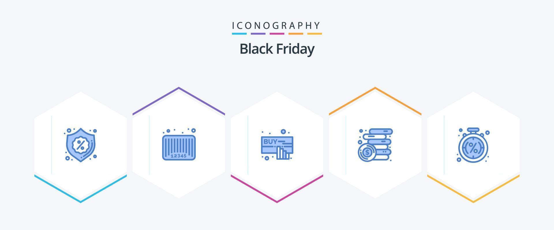 Black Friday 25 Blue icon pack including discount. money. code. income. online vector