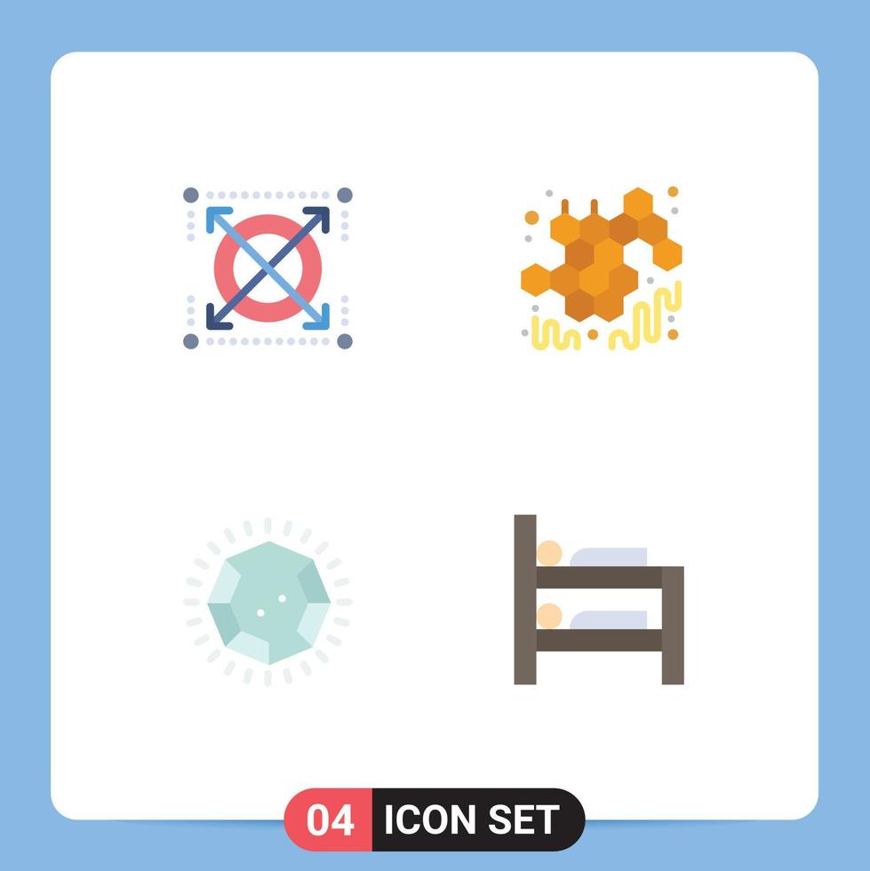 Modern Set of 4 Flat Icons and symbols such as web gem pack sweet jewelry Editable Vector Design Elements