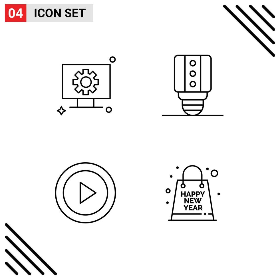 4 Line concept for Websites Mobile and Apps computer layout gear light ux Editable Vector Design Elements