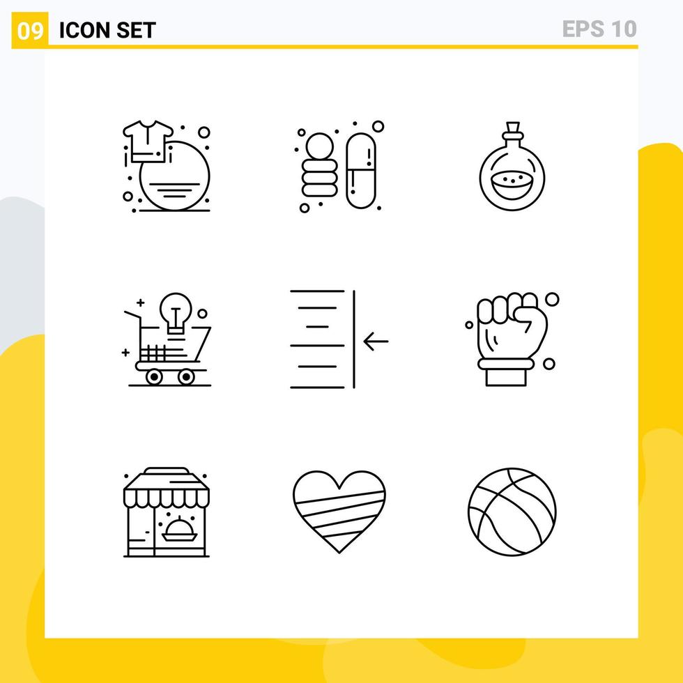 Set of 9 Vector Outlines on Grid for indent idea perfume online cart Editable Vector Design Elements