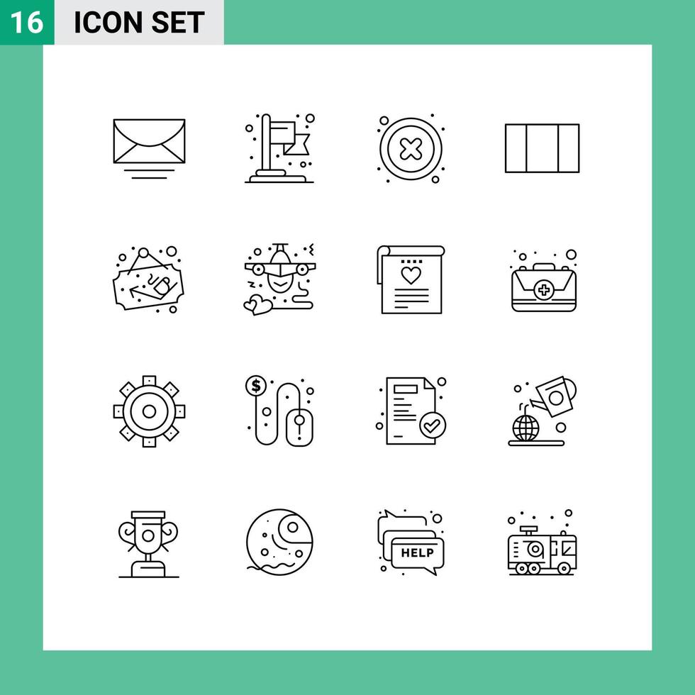 Modern Set of 16 Outlines and symbols such as airplane shop delete cup maximize Editable Vector Design Elements