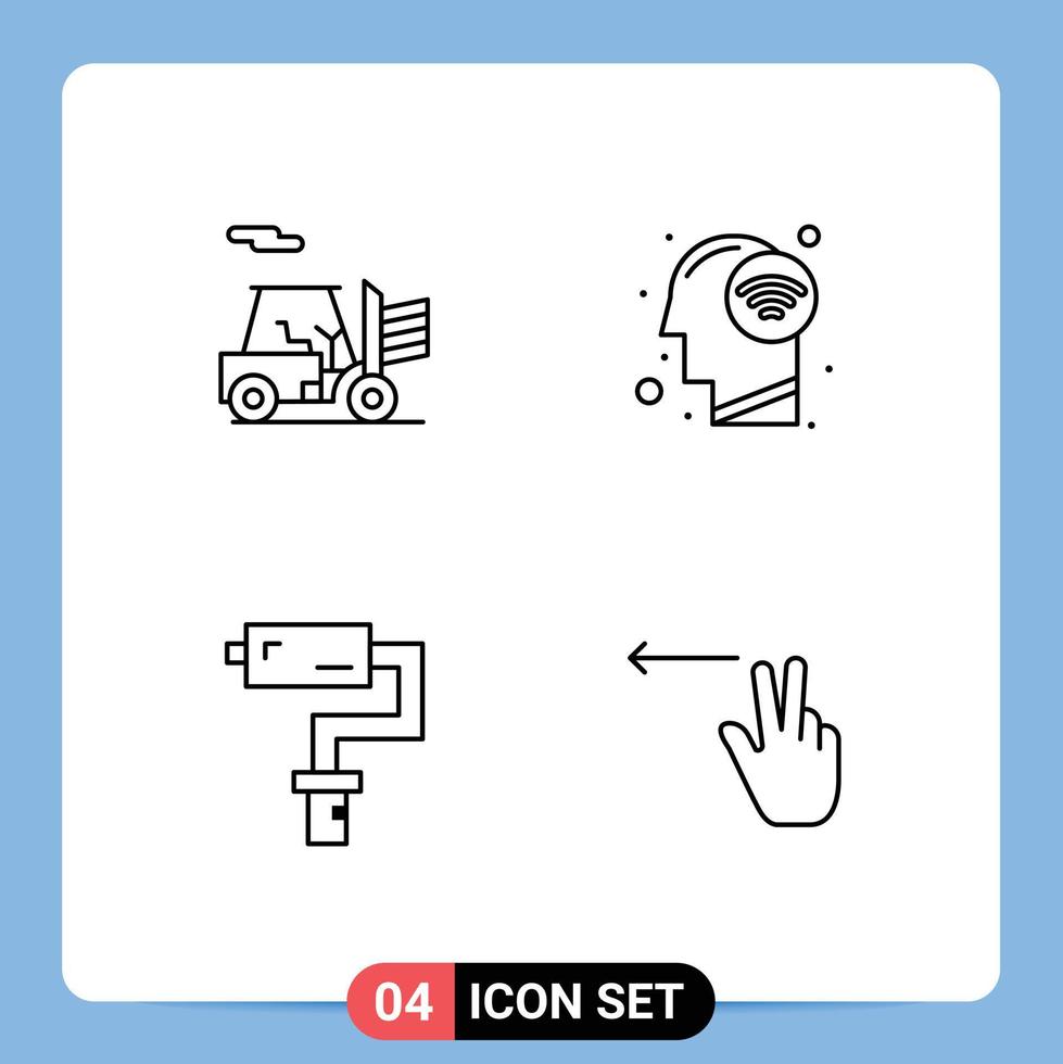 Line Pack of 4 Universal Symbols of forklift painter connect wifi signal fingers Editable Vector Design Elements