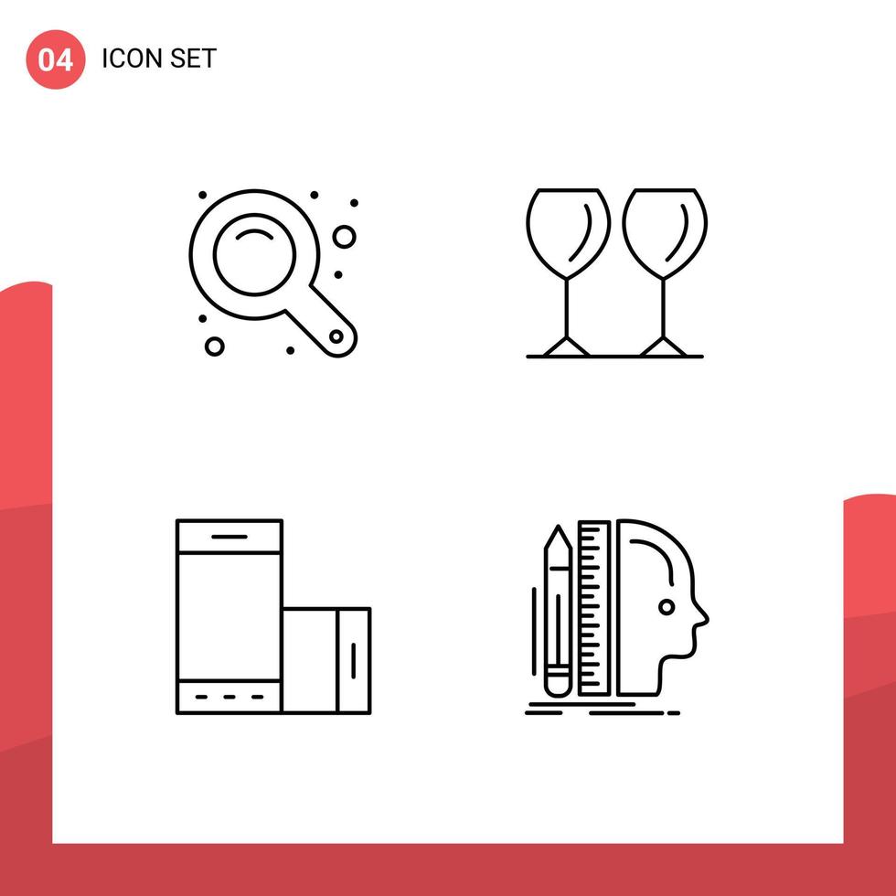 Modern Set of 4 Filledline Flat Colors and symbols such as maximize mobile zoom tool drink rotate Editable Vector Design Elements