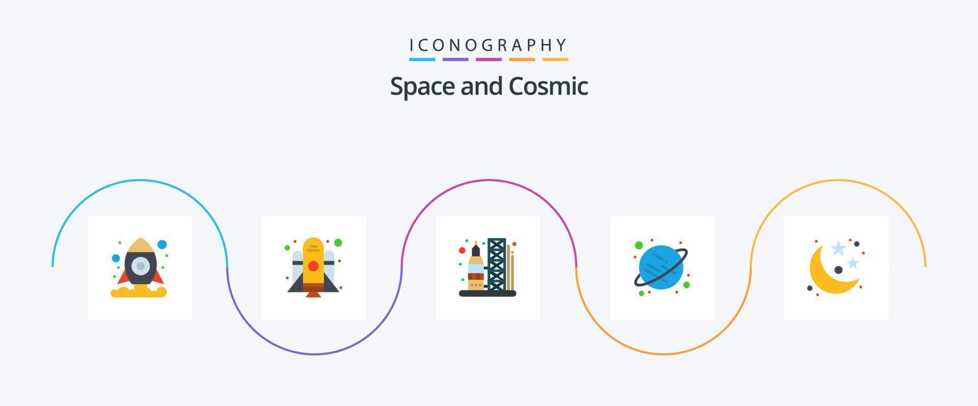 Space Flat 5 Icon Pack Including . space. transportation. planet. space vector