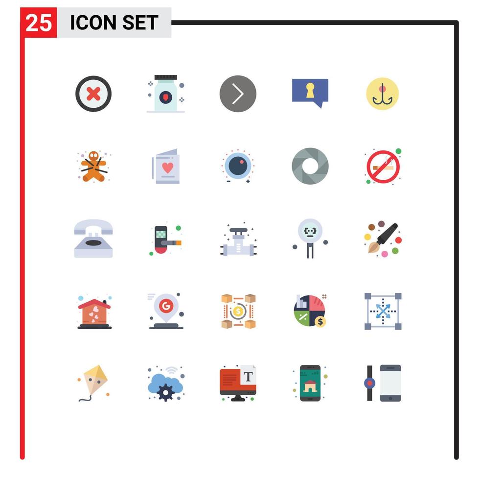 grupo de símbolos de iconos universales de 25 colores planos modernos de medios de pesca deportiva señuelo elementos de diseño vectorial editables privados vector
