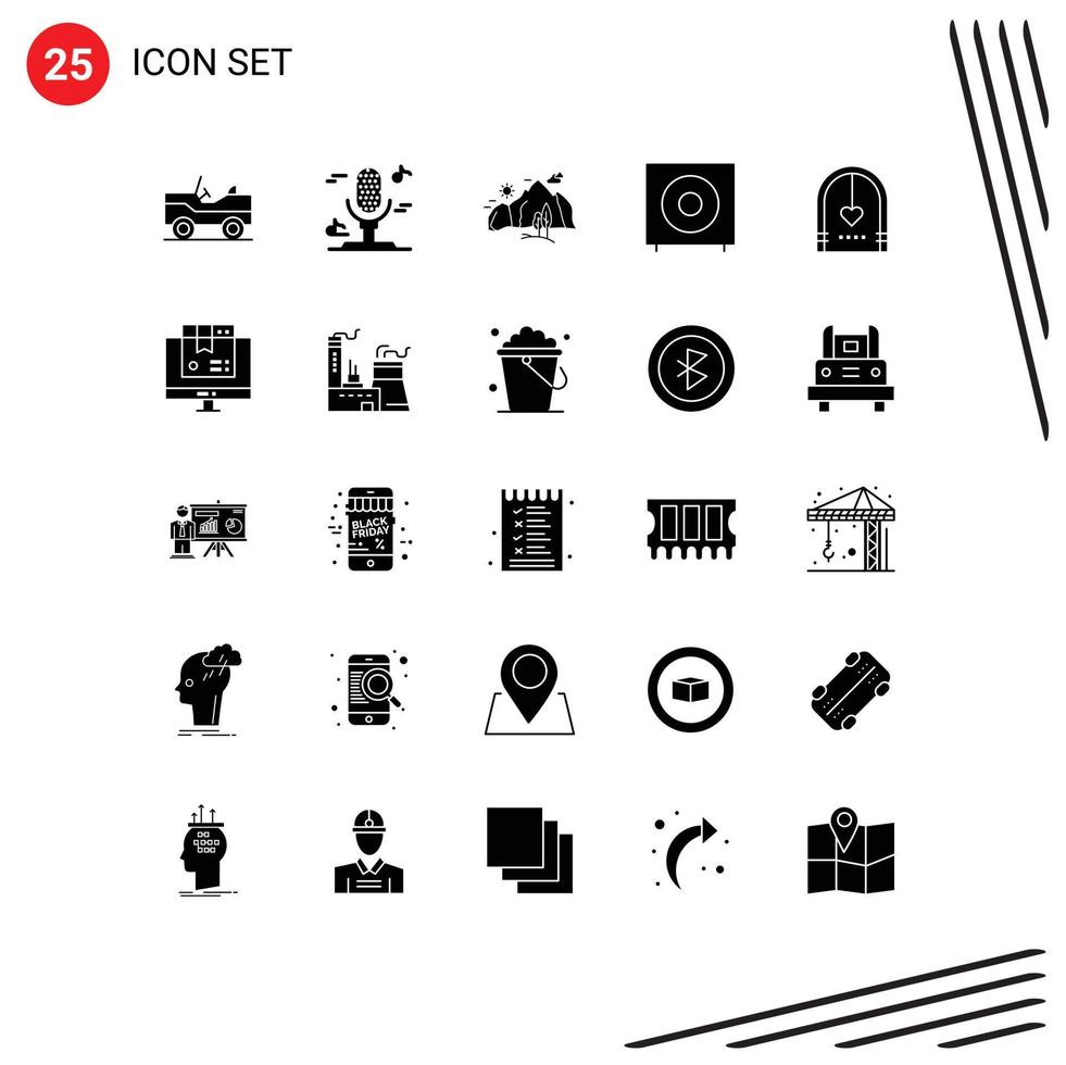 Set of 25 Modern UI Icons Symbols Signs for celebration subwoofer nature products devices Editable Vector Design Elements