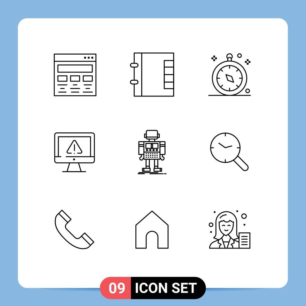 User Interface Pack of 9 Basic Outlines of autonomous internet compass information computer Editable Vector Design Elements