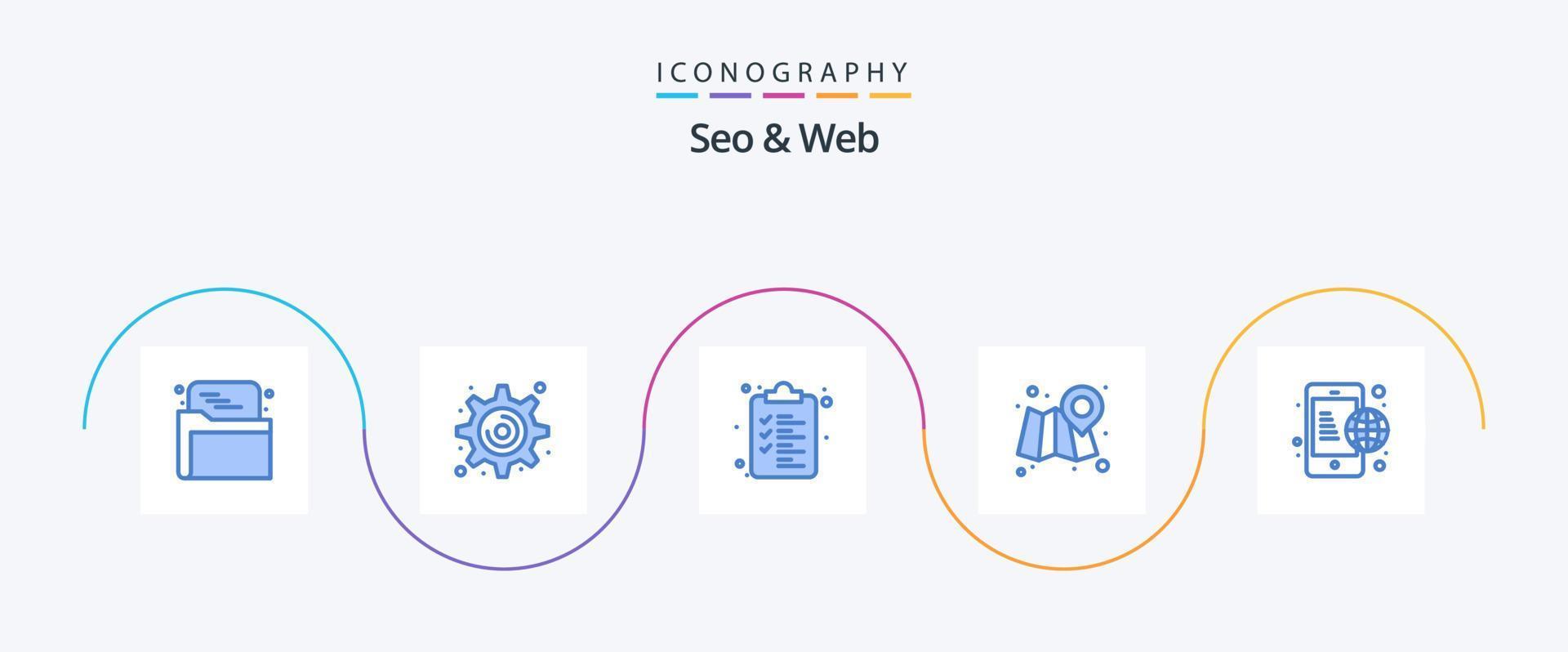 Seo and Web Blue 5 Icon Pack Including . global. list. communication. map vector