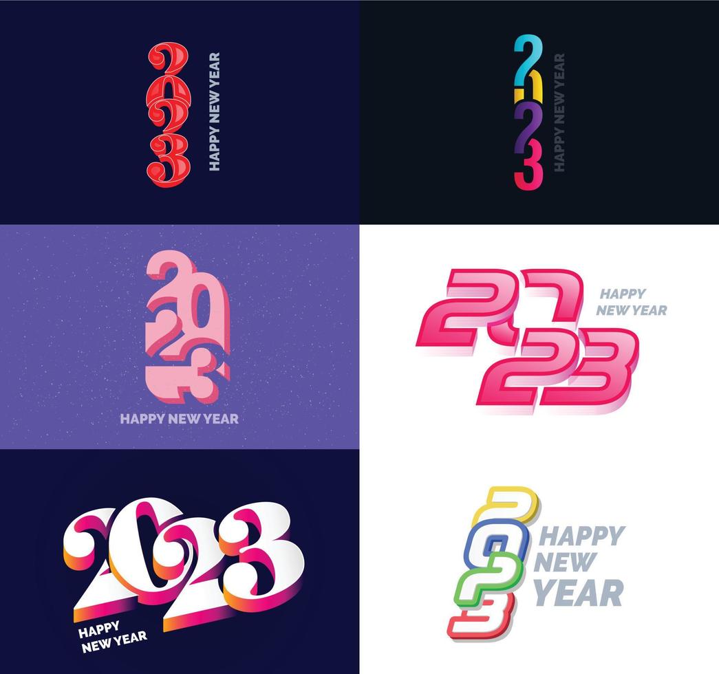 Big Set of 2023 Happy New Year logo text design 2023 number design template vector