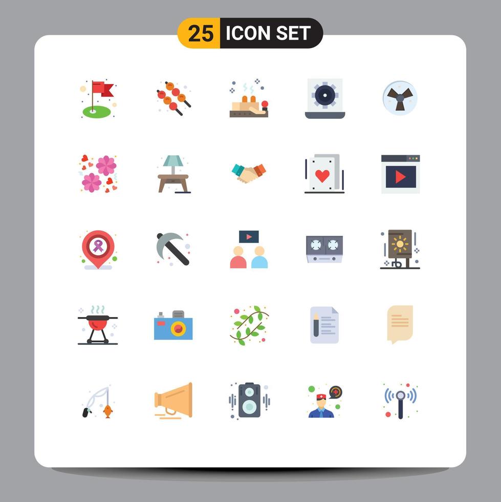 Modern Set of 25 Flat Colors and symbols such as medical radiation therapy setting laptop Editable Vector Design Elements