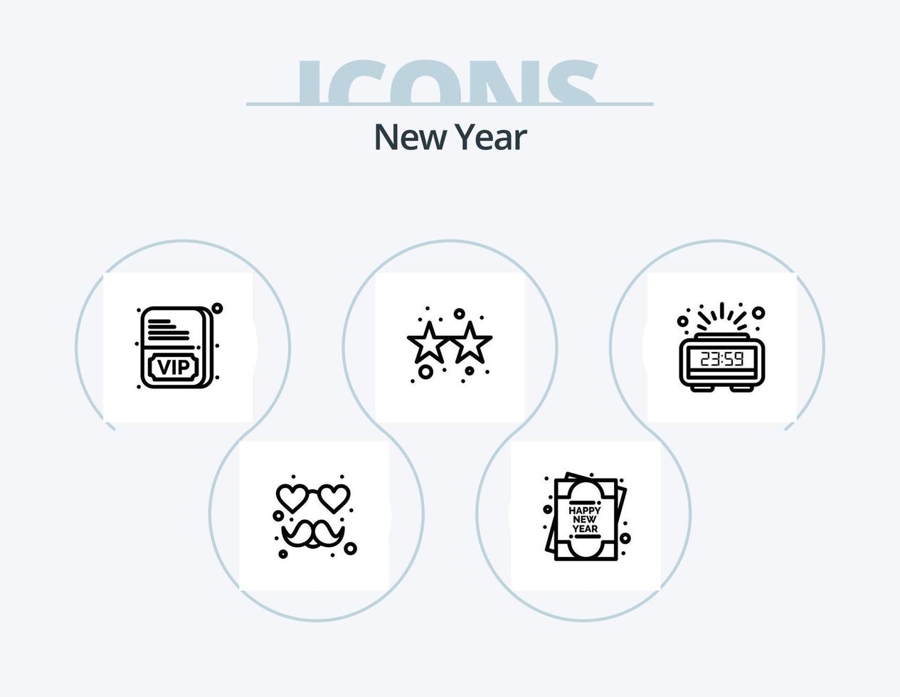 paquete de iconos de línea de año nuevo 5 diseño de iconos. divertida. fuegos artificiales. celebracion. celebracion. nuevo vector