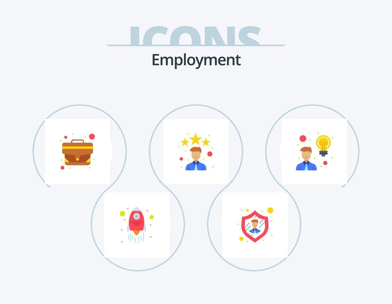 paquete de iconos planos de empleo 5 diseño de iconos. usuario. empleado. oficina. creatividad. clasificación vector