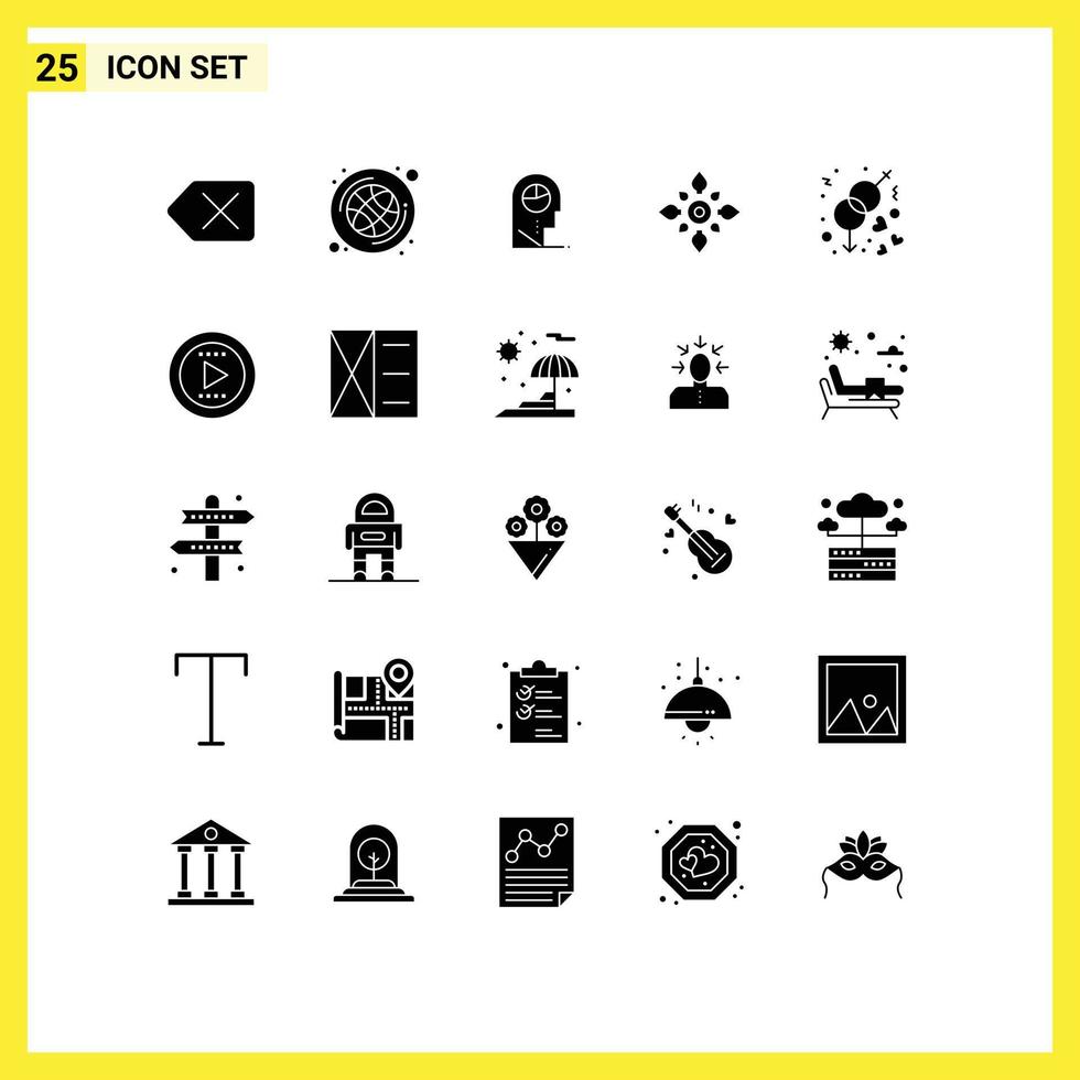 conjunto moderno de 25 glifos y símbolos sólidos como compromiso perfil hindú diwali decorar elementos de diseño vectorial editables vector