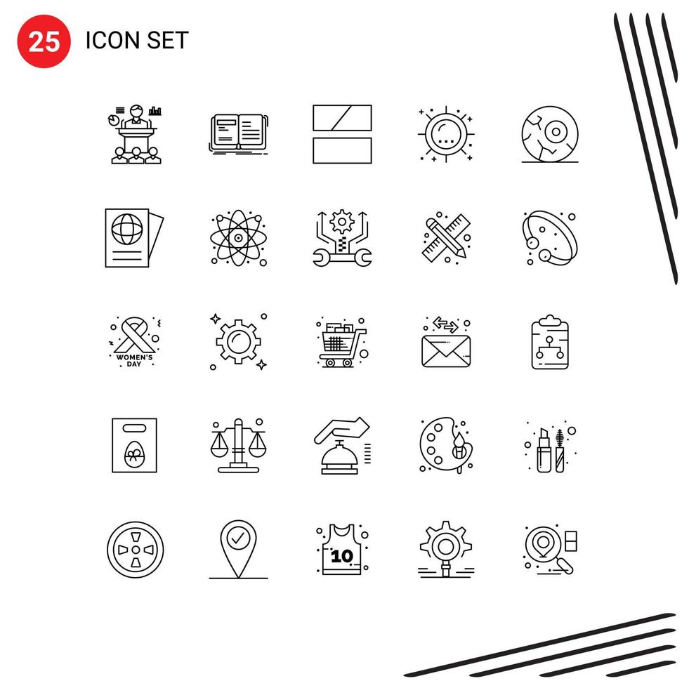 Group of 25 Modern Lines Set for sunlight summer story heat image Editable Vector Design Elements