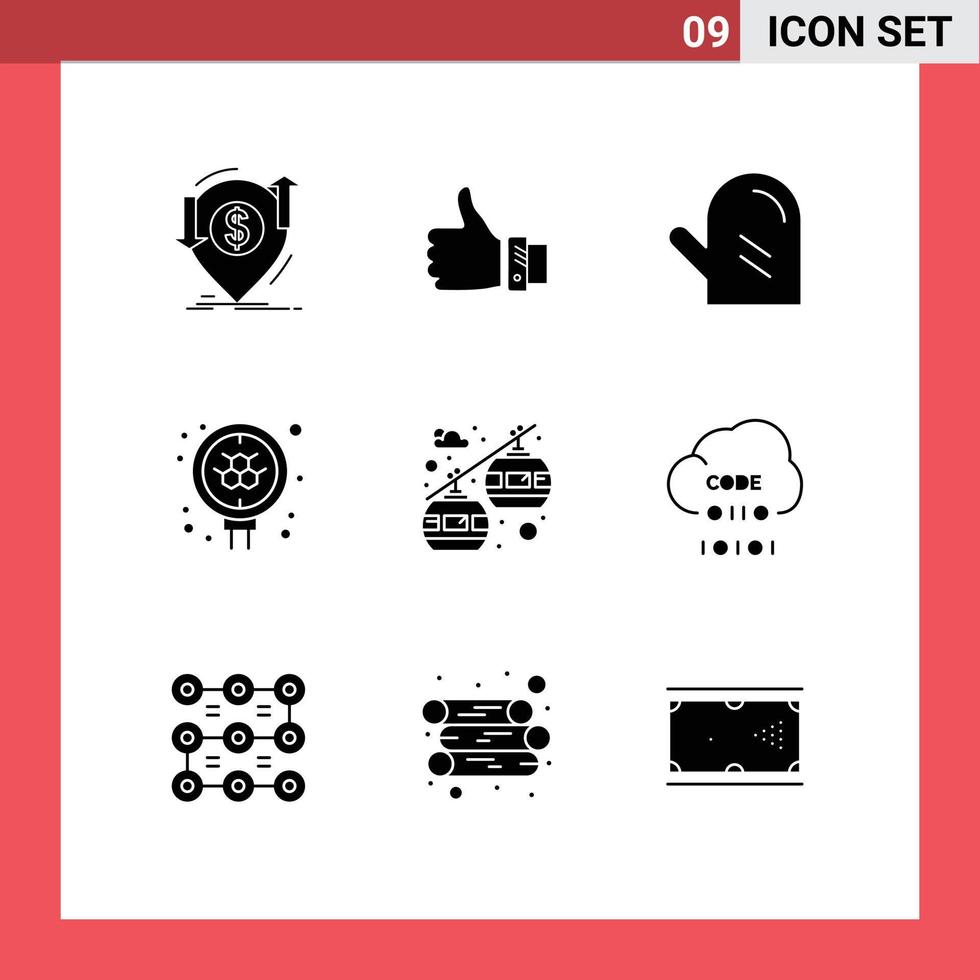 9 Universal Solid Glyphs Set for Web and Mobile Applications science atom hand meal food Editable Vector Design Elements