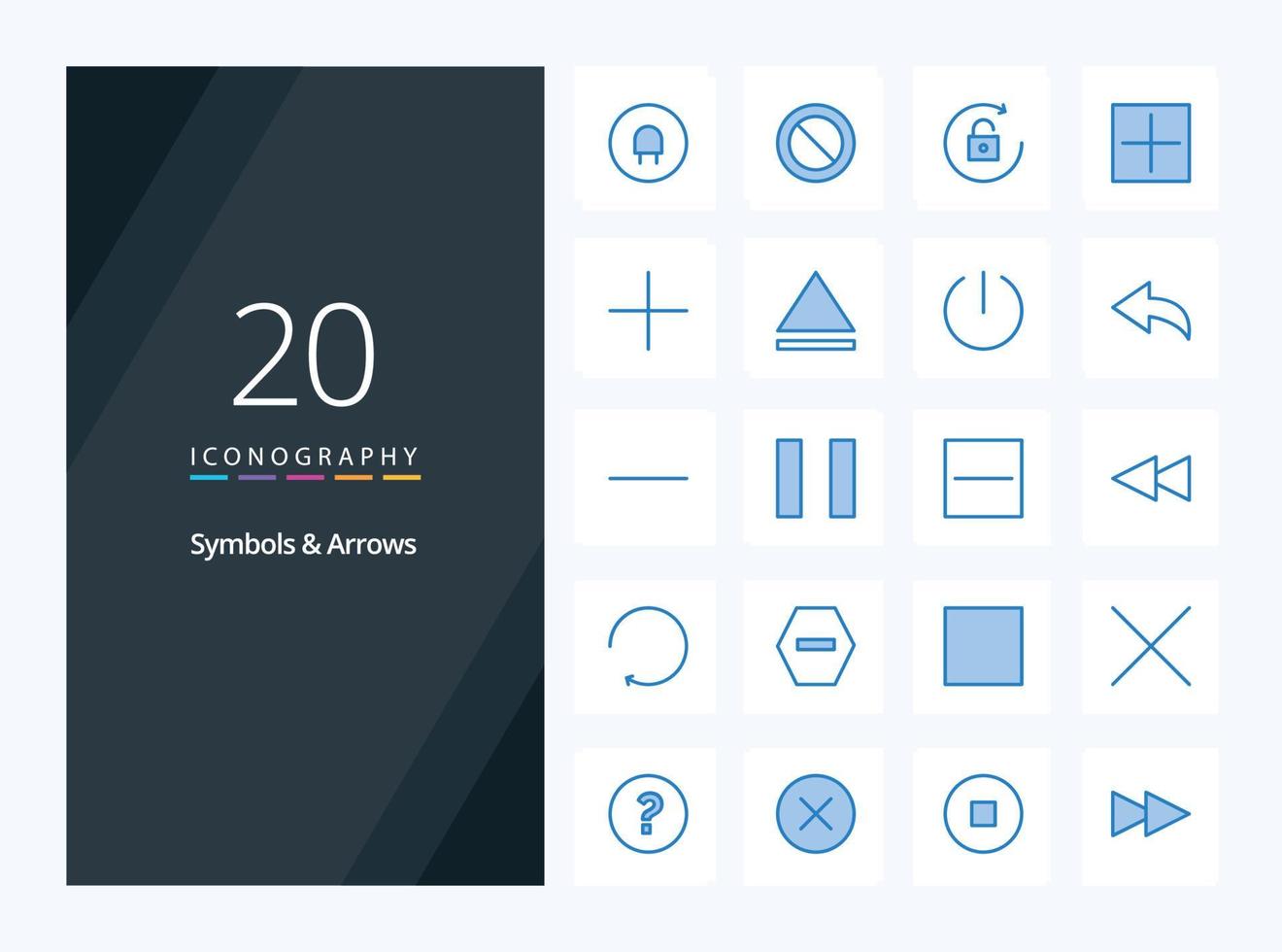 20 Symbols  Arrows Blue Color icon for presentation vector