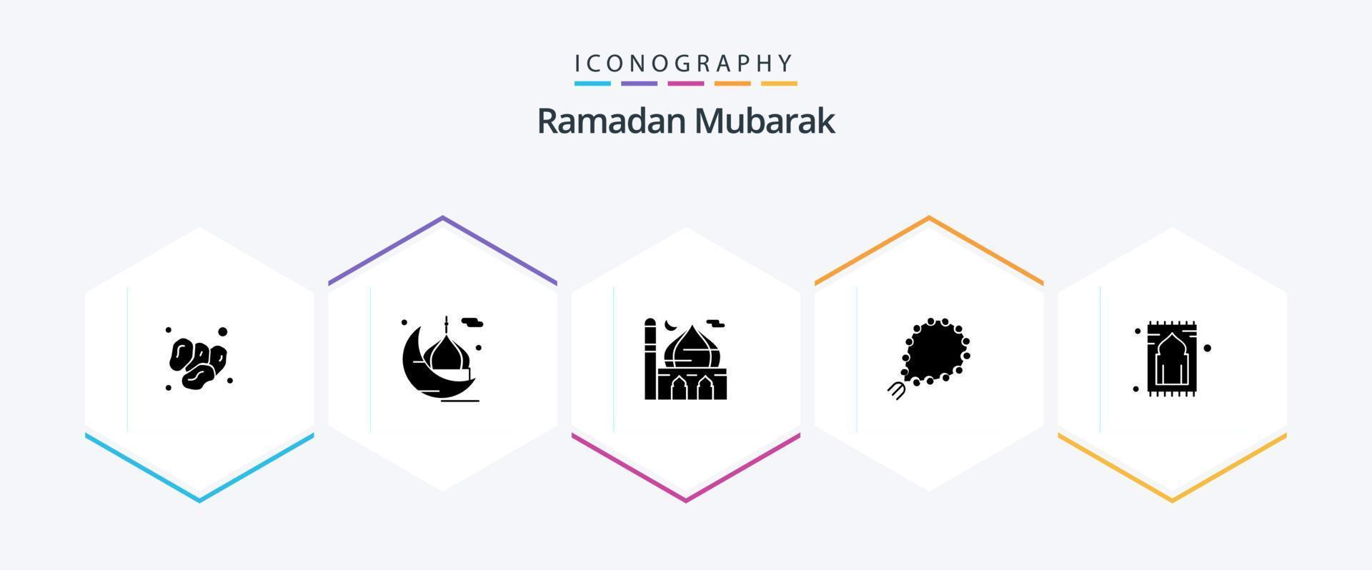 paquete de iconos de 25 glifos de ramadán que incluye orar. misbaha. mezquita. orar. islam vector