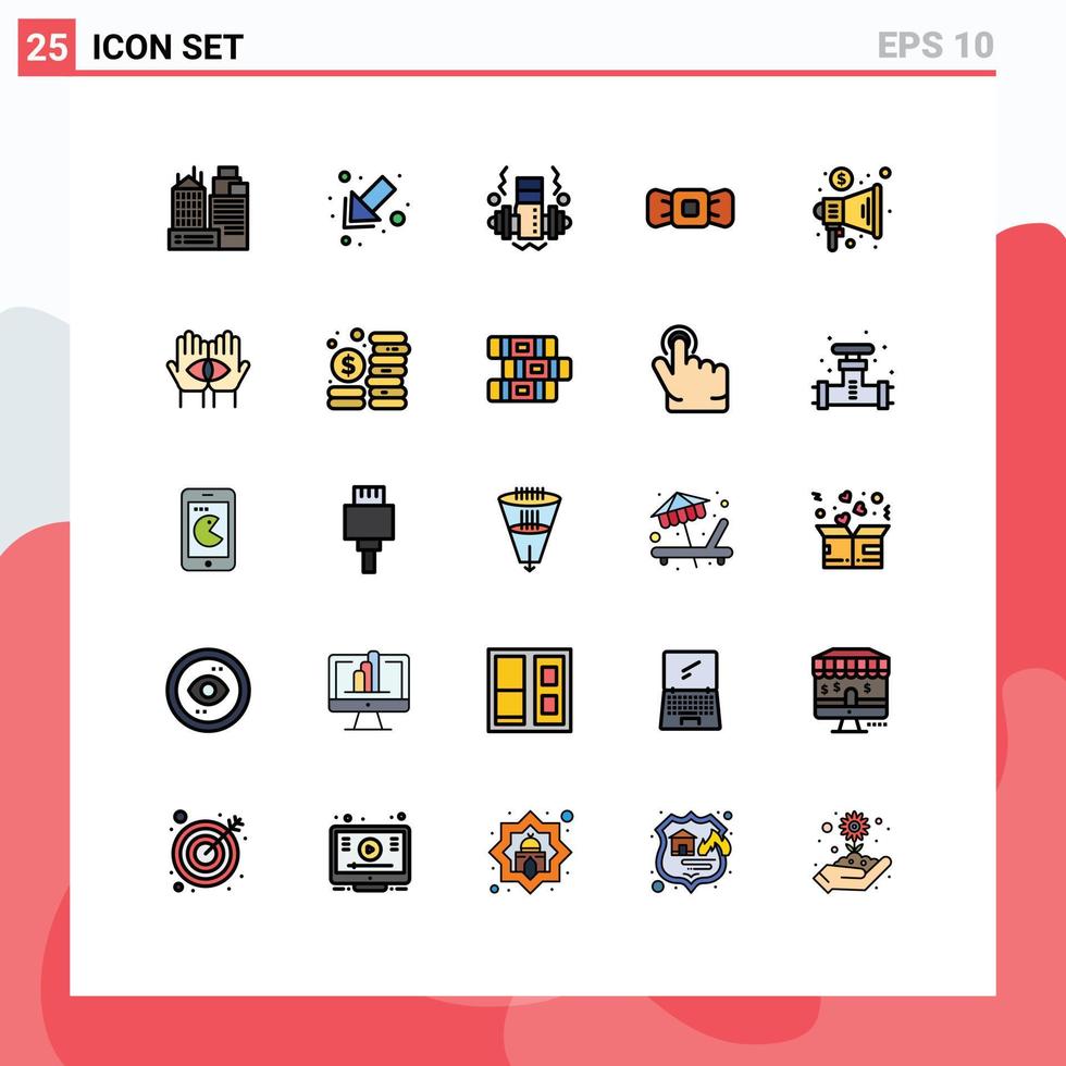 Modern Set of 25 Filled line Flat Colors and symbols such as trade marketing gym advertising hipster Editable Vector Design Elements