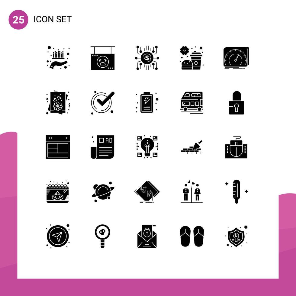 Modern Set of 25 Solid Glyphs and symbols such as food break pumpkin funding crowdsale Editable Vector Design Elements