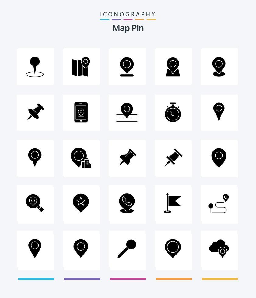 Creative Map Pin 25 Glyph Solid Black icon pack  Such As pin. map. internet. compass. way vector