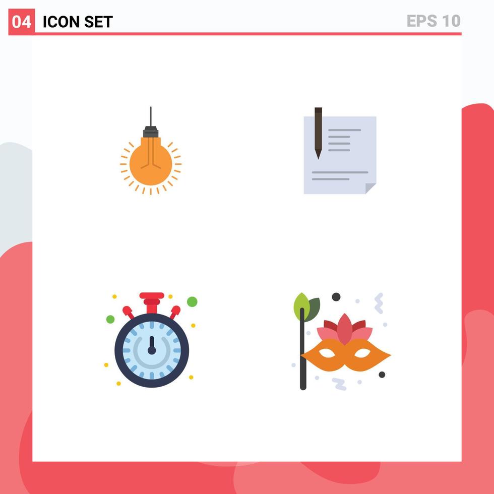4 Universal Flat Icons Set for Web and Mobile Applications light paper tips document signing Editable Vector Design Elements