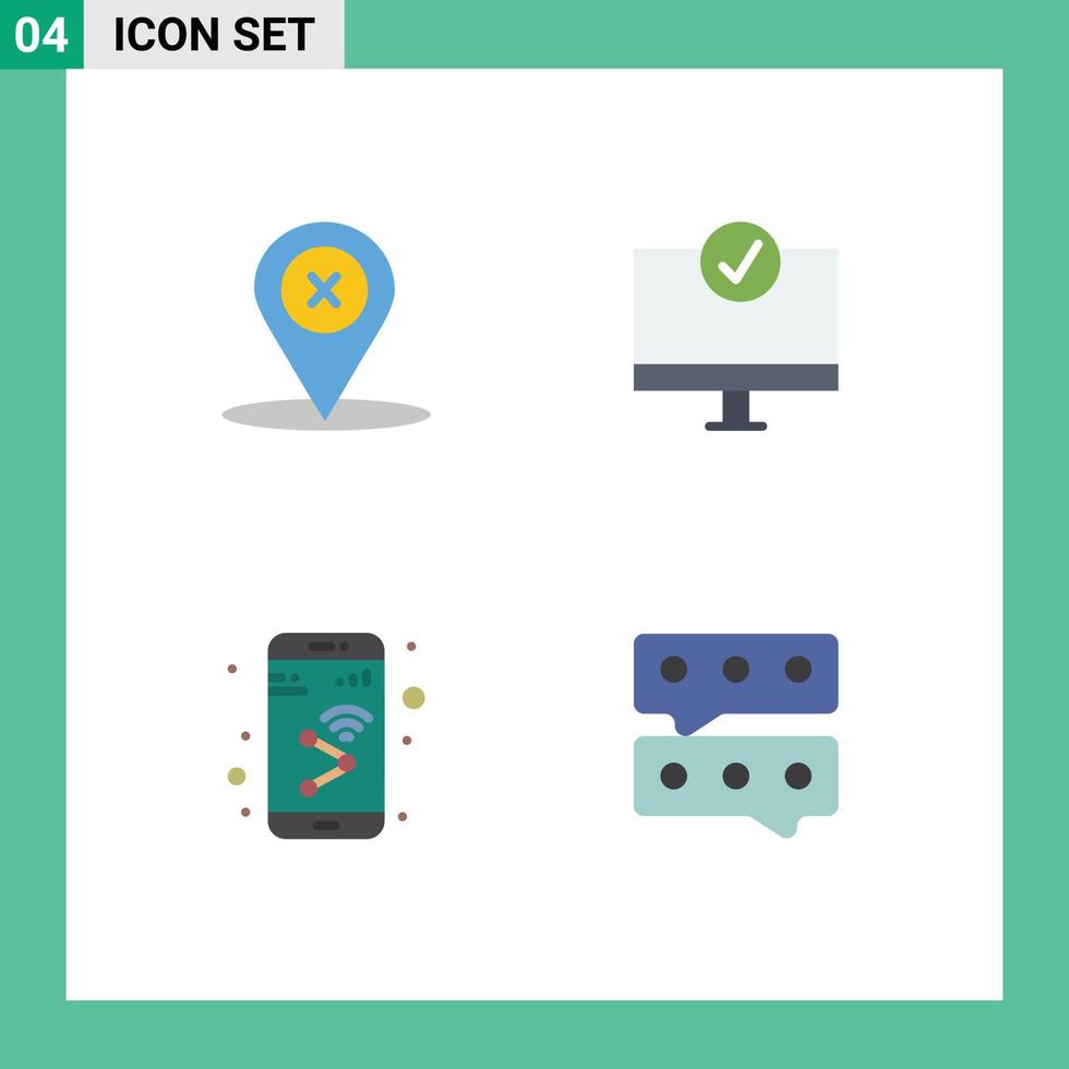 4 User Interface Flat Icon Pack of modern Signs and Symbols of location app delete devices mobile Editable Vector Design Elements