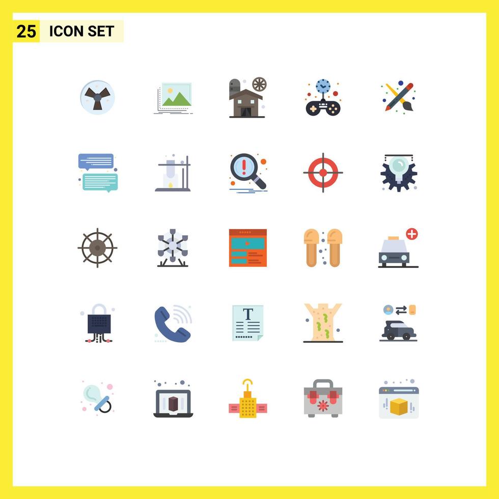 Group of 25 Modern Flat Colors Set for brush solid photo game farming Editable Vector Design Elements