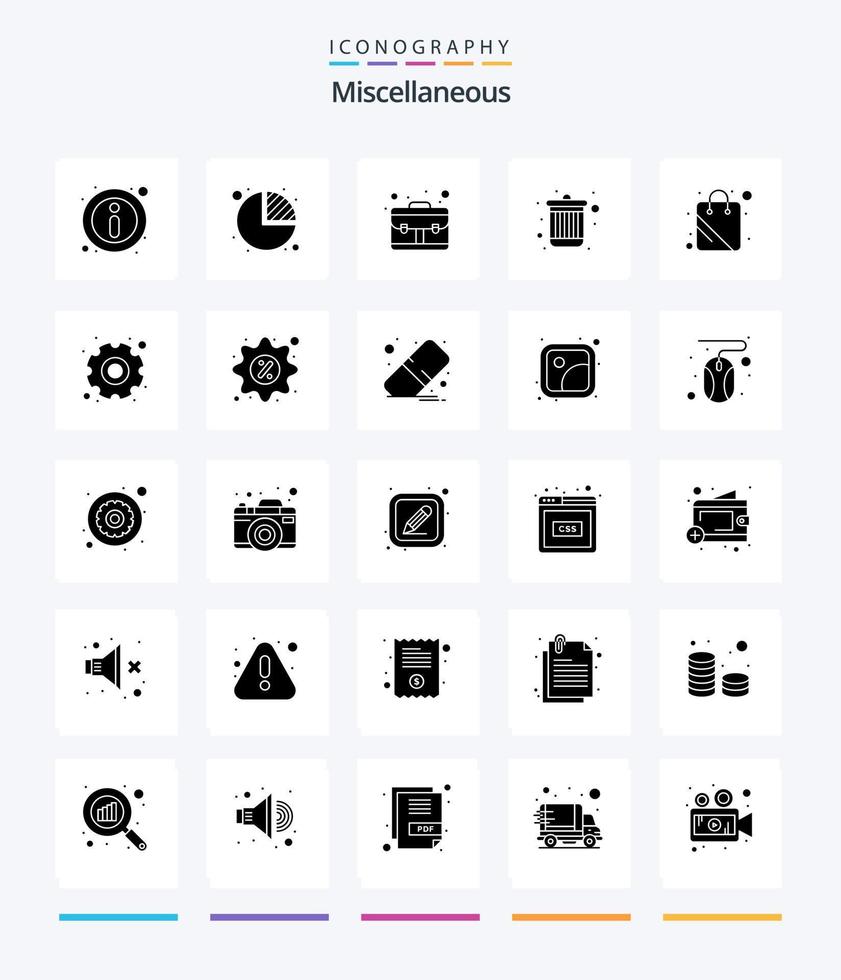 Creative Miscellaneous 25 Glyph Solid Black icon pack  Such As shop.. briefcase. trash. delete vector