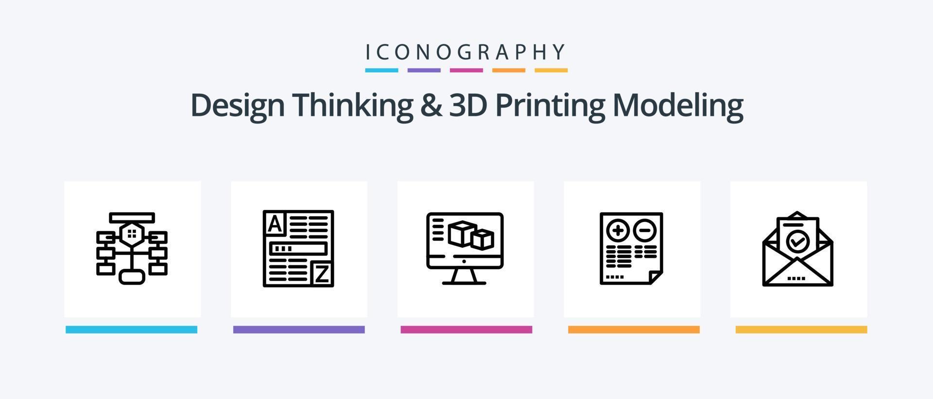 Design Thinking And D Printing Modeling Line 5 Icon Pack Including satanic. triangle. database. box. education. Creative Icons Design vector