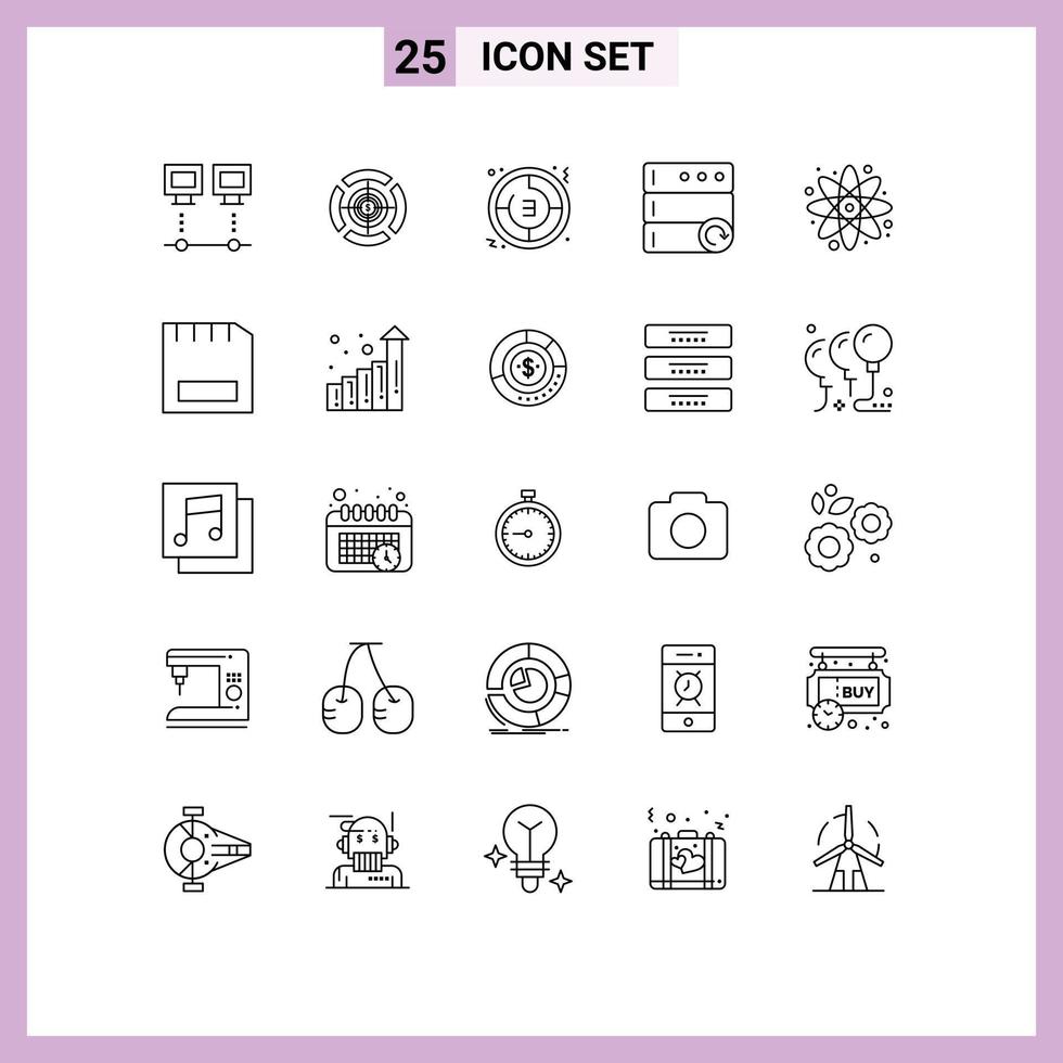 Set of 25 Vector Lines on Grid for atom reload dollar database clock Editable Vector Design Elements