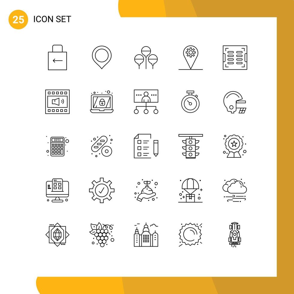 Pack of 25 creative Lines of drain bathroom bloon gear location Editable Vector Design Elements