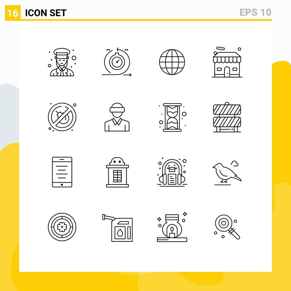 paquete de iconos de vector de stock de 16 signos y símbolos de línea para elementos de diseño de vector editables de mapa de construcción rápida de tienda de bienes raíces