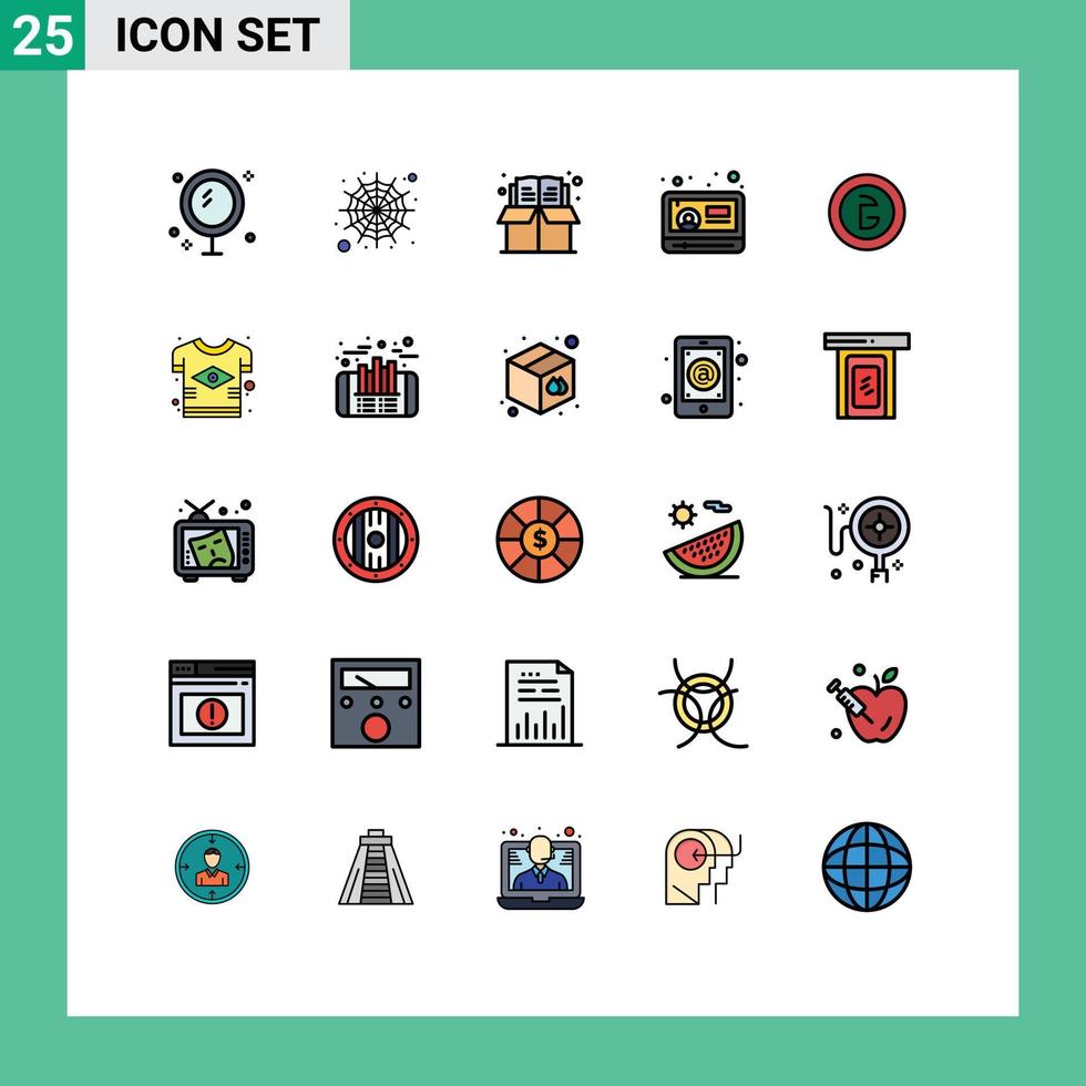 Stock Vector Icon Pack of 25 Line Signs and Symbols for business youtube book video news Editable Vector Design Elements