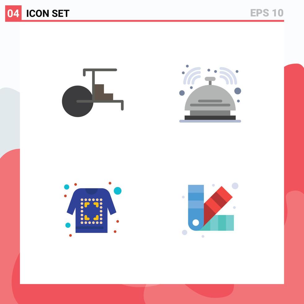 Modern Set of 4 Flat Icons and symbols such as china print vehicles hotel shirt Editable Vector Design Elements