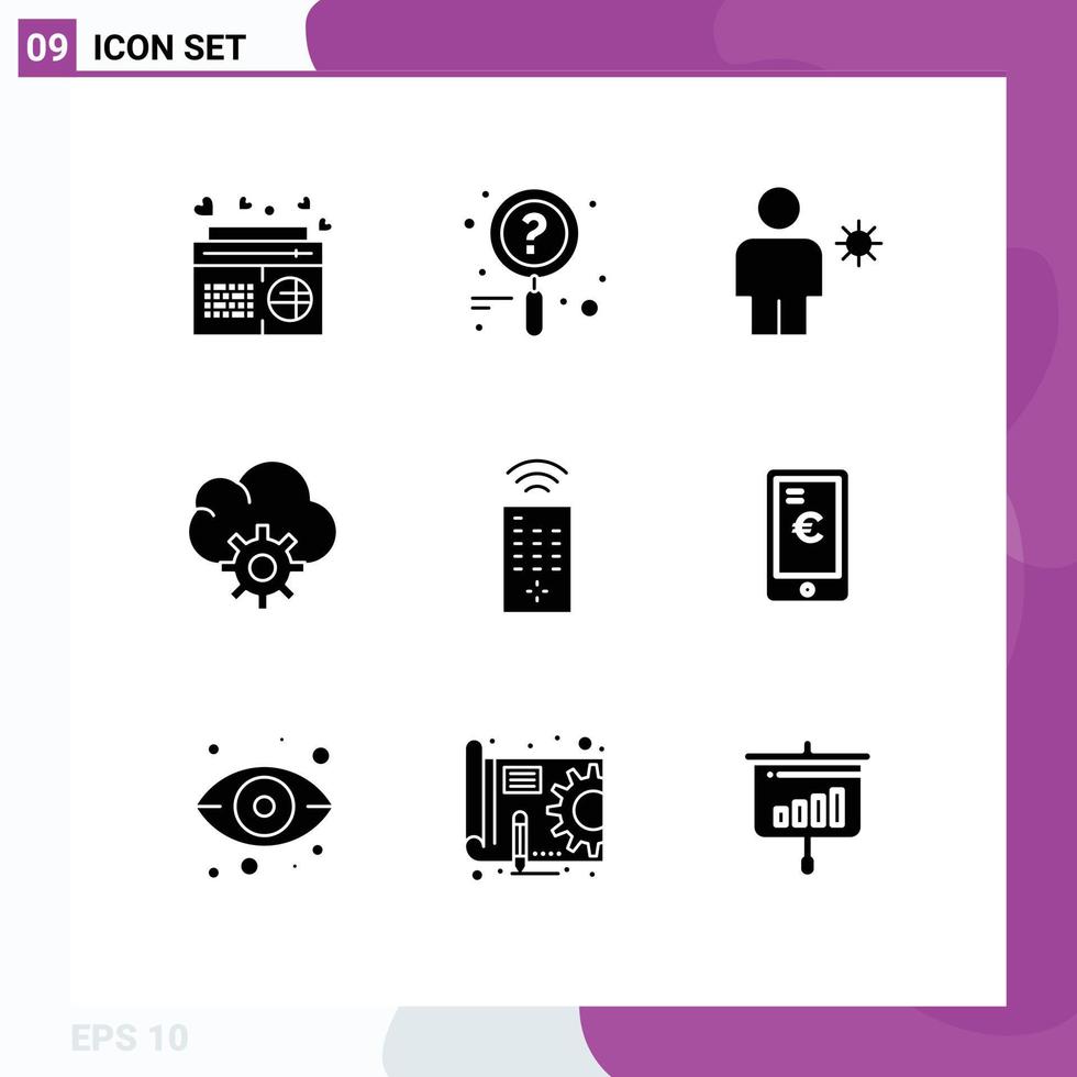 Stock Vector Icon Pack of 9 Line Signs and Symbols for remote data avatar control sun Editable Vector Design Elements