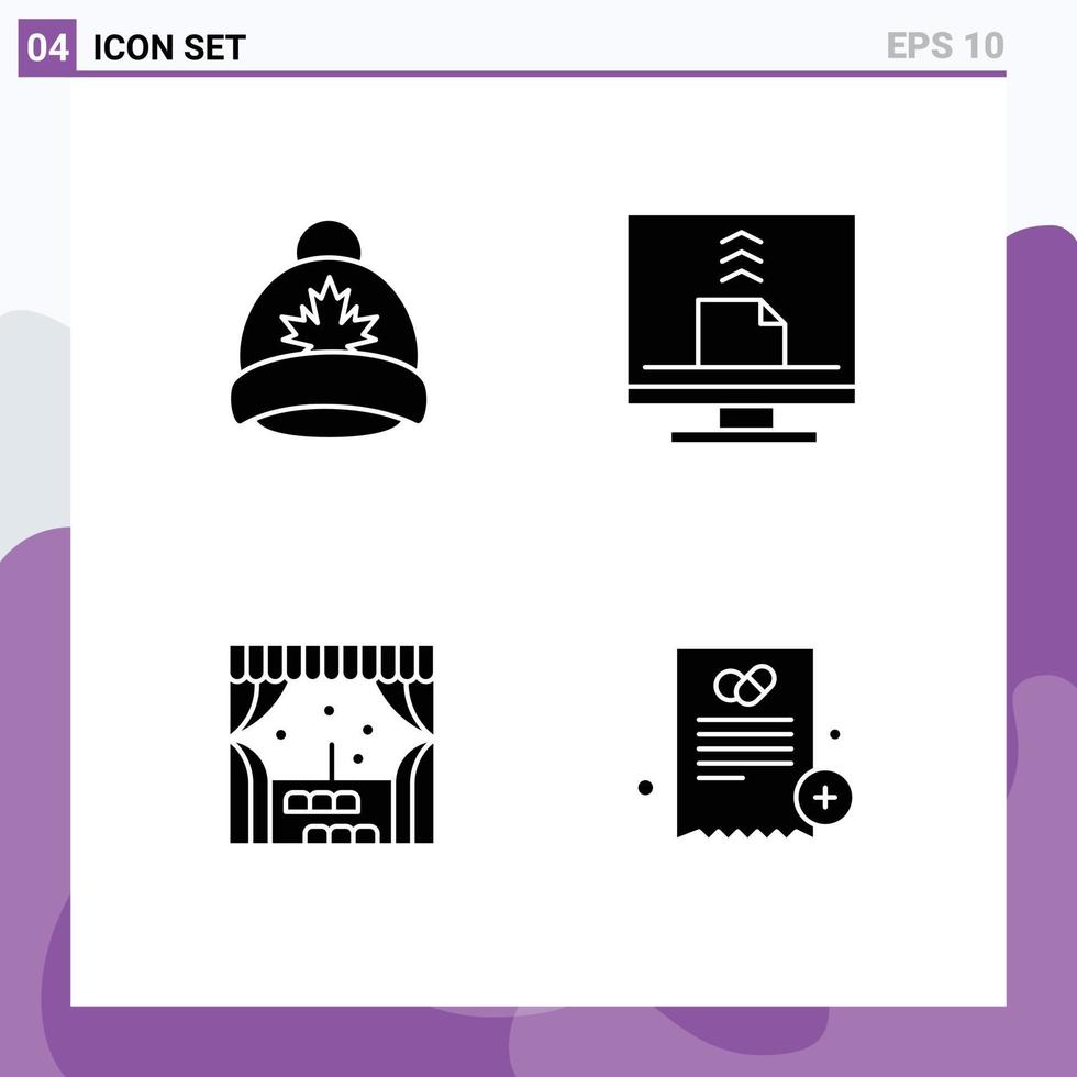 Pictogram Set of Simple Solid Glyphs of hat building canada contact window Editable Vector Design Elements