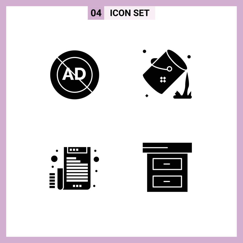 4 Solid Glyph concept for Websites Mobile and Apps ad paint advertising color email Editable Vector Design Elements