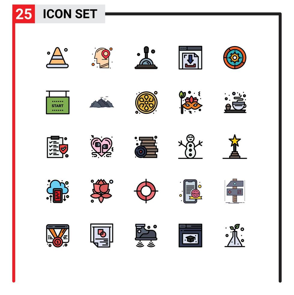Set of 25 Modern UI Icons Symbols Signs for setup gear search multimedia download Editable Vector Design Elements