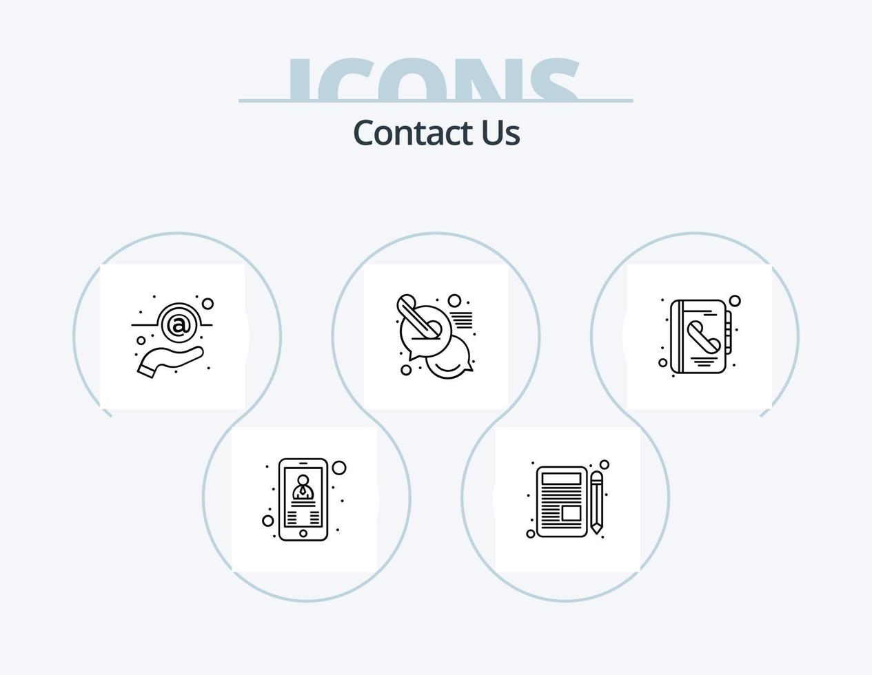 Contact Us Line Icon Pack 5 Icon Design. favourite. support. call. hand. email vector