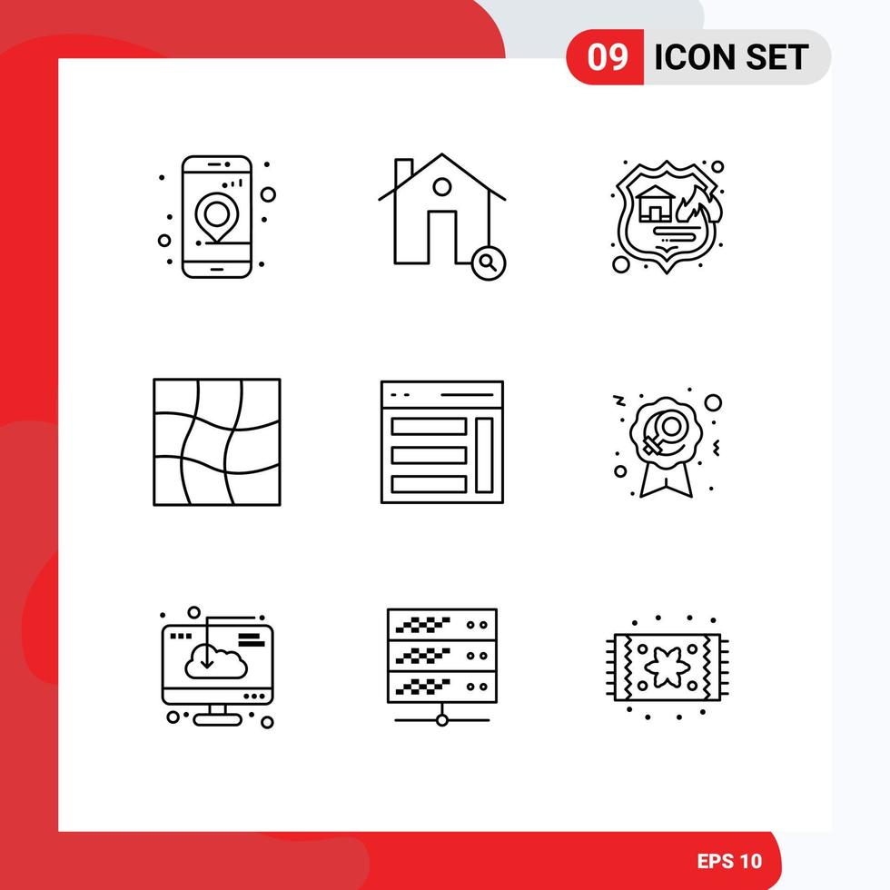 Pictogram Set of 9 Simple Outlines of interface warp real mesh storage Editable Vector Design Elements