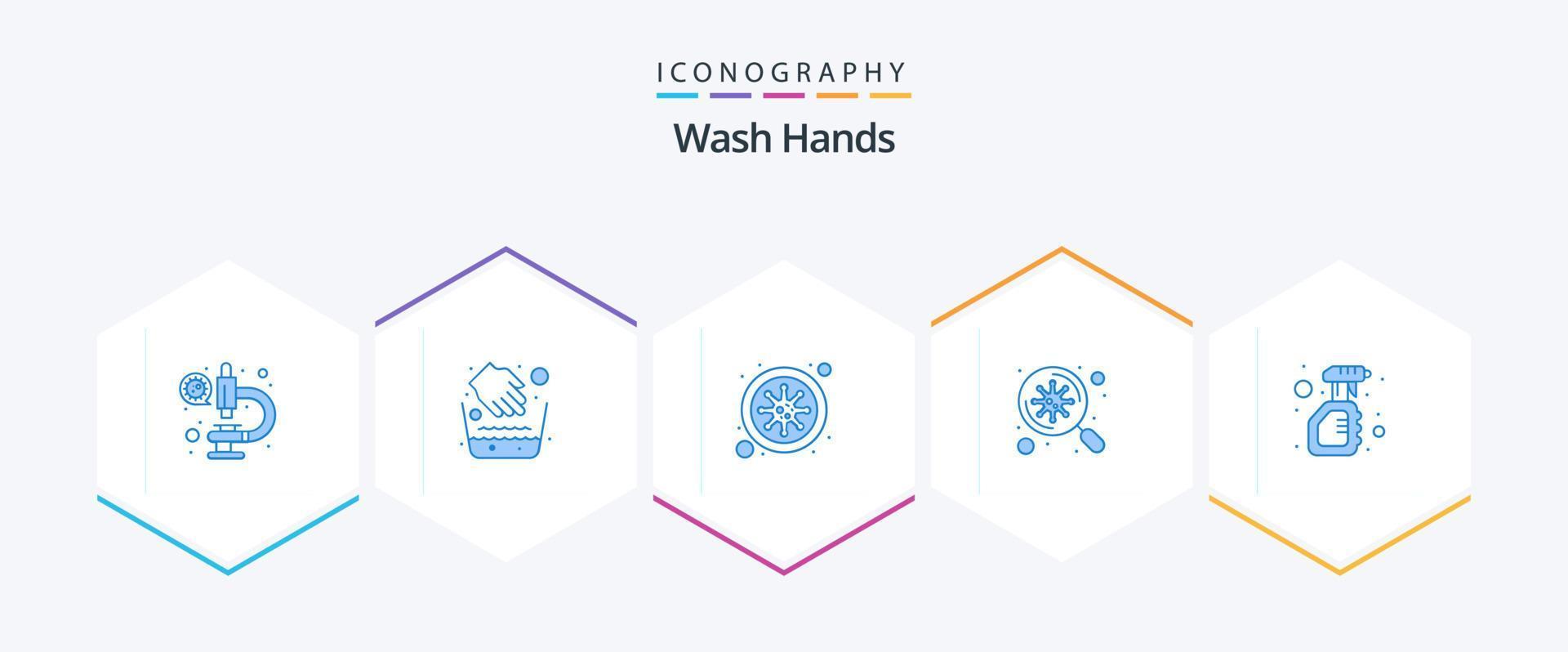 lavarse las manos 25 paquete de iconos azules que incluye sólido. escanear. bacterias virus. bacterias vector
