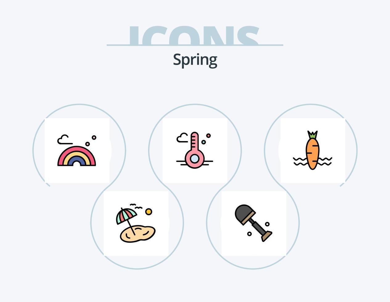 Spring Line Filled Icon Pack 5 Icon Design. bird. rabbit. anemone. easter bunny. bunny vector