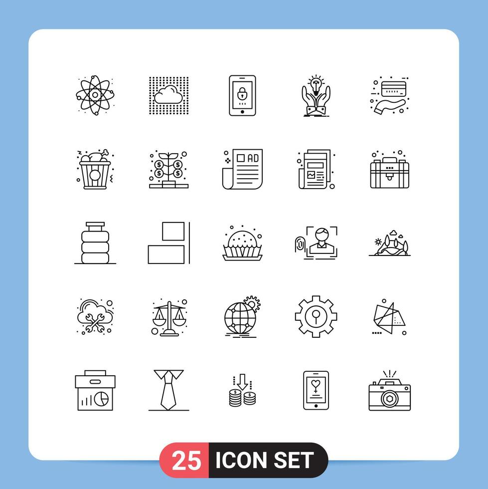 Editable Vector Line Pack of 25 Simple Lines of card share encryption creative idea Editable Vector Design Elements