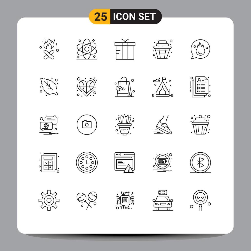 Pack of 25 creative Lines of career party box sweet cake Editable Vector Design Elements