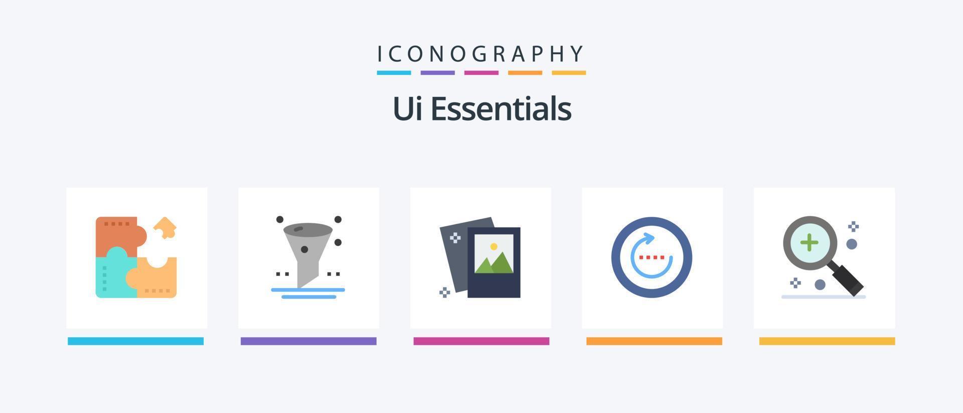 Ui Essentials Flat 5 Icon Pack Including sync. refresh. ui. browser. photography. Creative Icons Design vector