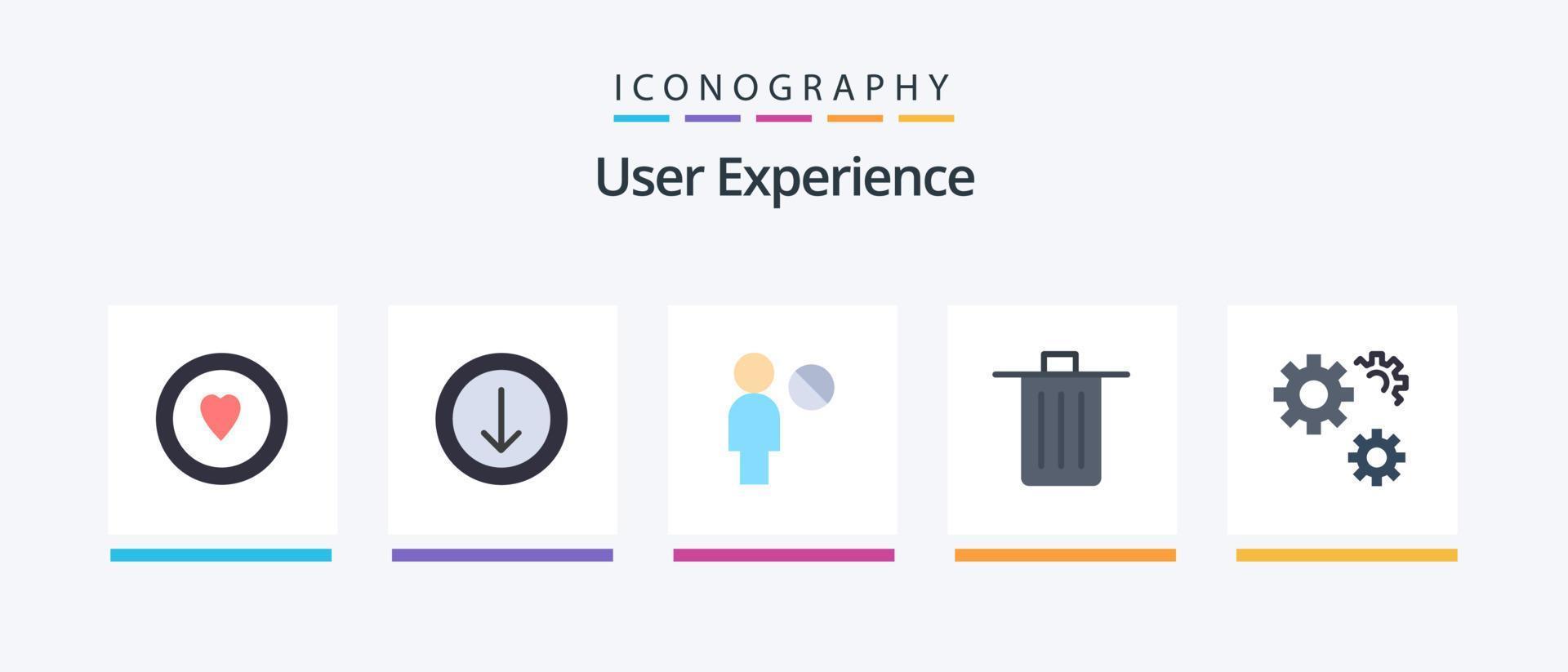 User Experience Flat 5 Icon Pack Including preferences. configuration. profile. trash. delete. Creative Icons Design vector