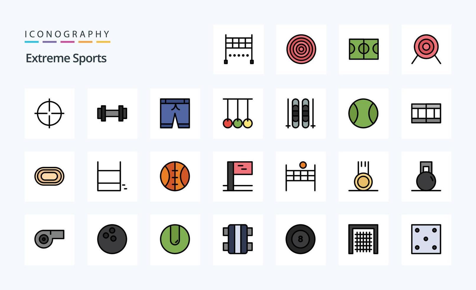 paquete de iconos de estilo lleno de línea deportiva 25 vector