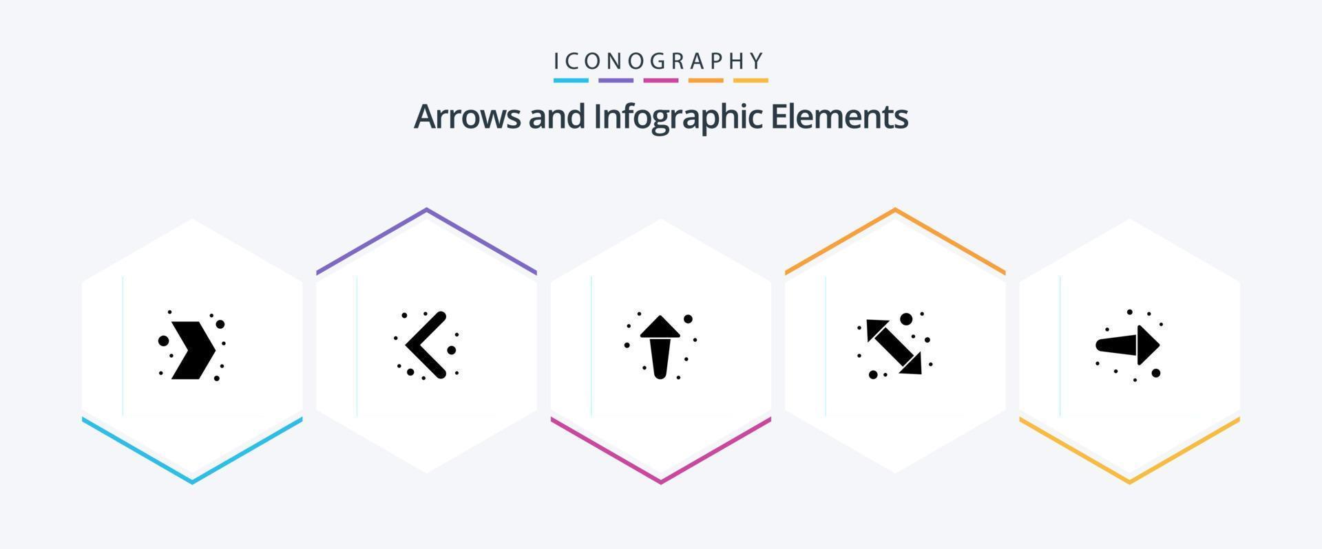 paquete de iconos de 25 glifos de flecha que incluye la parte posterior. arriba a la derecha flechas derecho. Vamos vector