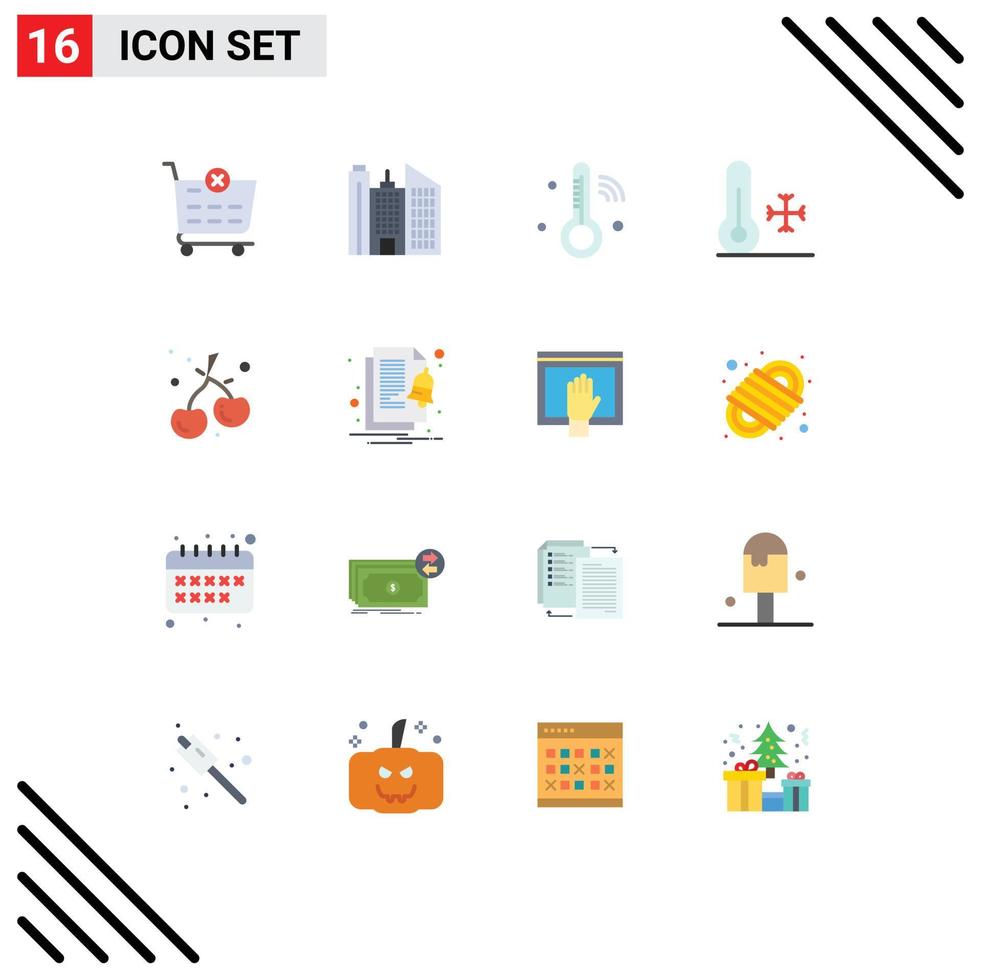 Group of 16 Flat Colors Signs and Symbols for checkout thermometer building internet of things temperature Editable Pack of Creative Vector Design Elements