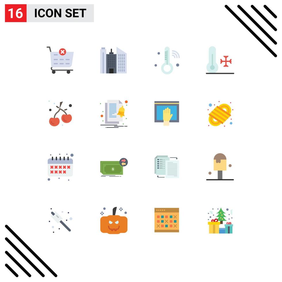 Group of 16 Flat Colors Signs and Symbols for checkout thermometer building internet of things temperature Editable Pack of Creative Vector Design Elements